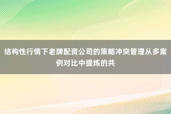 结构性行情下老牌配资公司的策略冲突管理从多案例对比中提炼的共