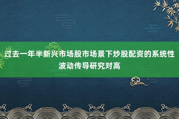 过去一年半新兴市场股市场景下炒股配资的系统性波动传导研究对高