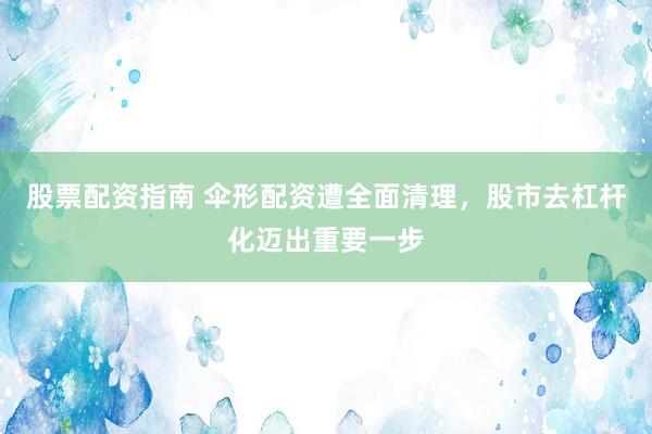 股票配资指南 伞形配资遭全面清理，股市去杠杆化迈出重要一步