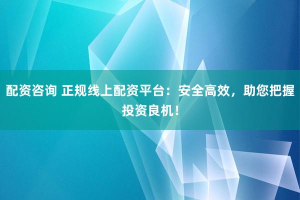 配资咨询 正规线上配资平台：安全高效，助您把握投资良机！